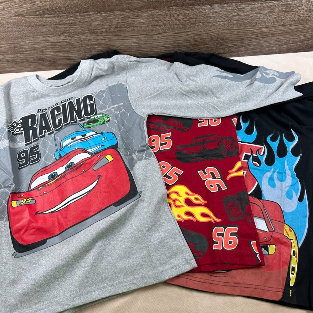 Disney Pixar Cars Lightning McQueen Boys Size 10 Shirts 3 Pack Long Sleeve 95